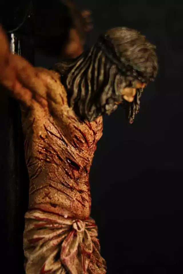 CRUCIFIXO 90 CM PAIXÃO DE CRISTO CHAGAS ULTRA REALISTAS PAREDE