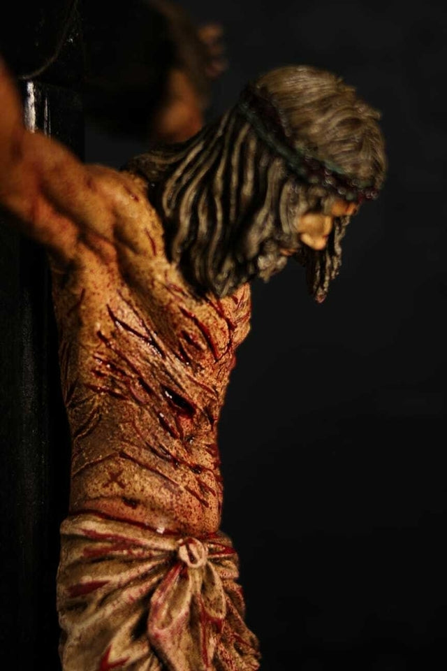 CRUCIFIXO 1 M PAIXÃO DE CRISTO CHAGAS ULTRA REALISTAS PAREDE