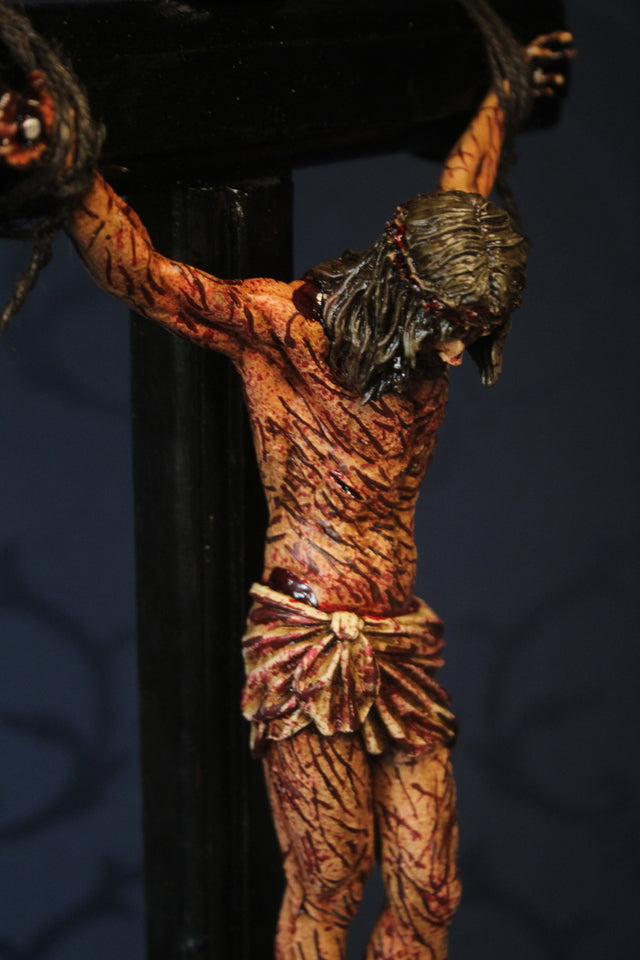 CRUCIFIXO PAREDE 50 CM PAIXÃO DE CRISTO CHAGAS ULTRA REALISTAS MÉDIO