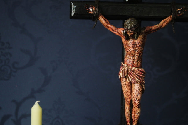 CRUCIFIXO PAREDE 50 CM PAIXÃO DE CRISTO CHAGAS ULTRA REALISTAS MÉDIO
