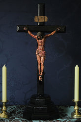 CRUCIFIXO MESA 60 CM PAIXÃO DE CRISTO CHAGAS ULTRA REALISTAS MÉDIO