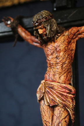 CRUCIFIXO MESA 60 CM PAIXÃO DE CRISTO CHAGAS ULTRA REALISTAS MÉDIO