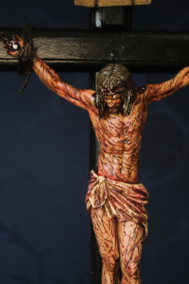 CRUCIFIXO MESA 60 CM PAIXÃO DE CRISTO CHAGAS ULTRA REALISTAS MÉDIO