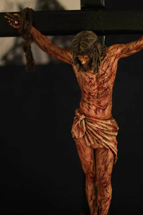 CRUCIFIXO 90 CM PAIXÃO DE CRISTO CHAGAS ULTRA REALISTAS PAREDE