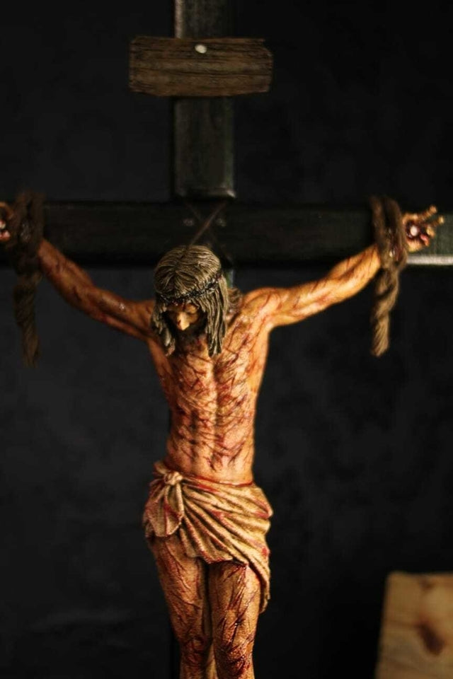 CRUCIFIXO 1METRO PAIXÃO DE CRISTO CHAGAS ULTRA REALISTAS PAREDE